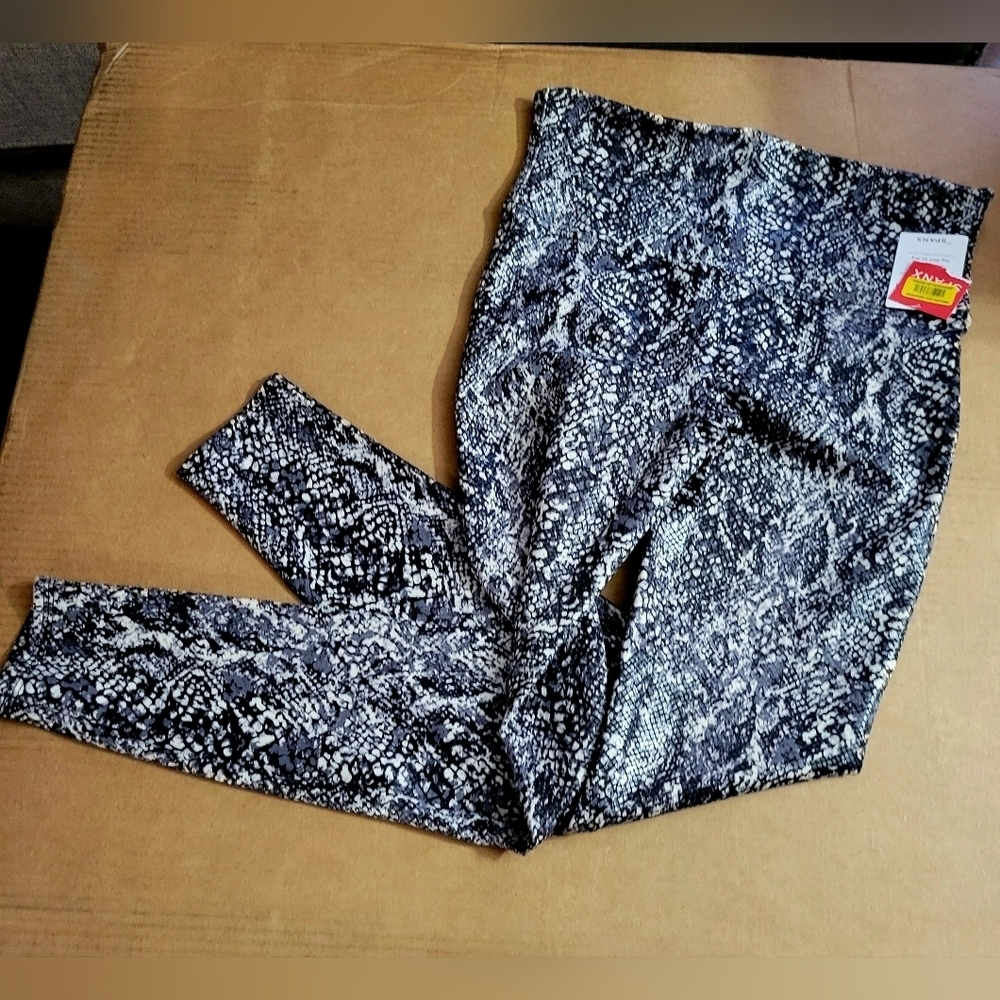 SPANX Faux Leather Snake Shine Y2K  Leggings  large - Picture 8 of 14
